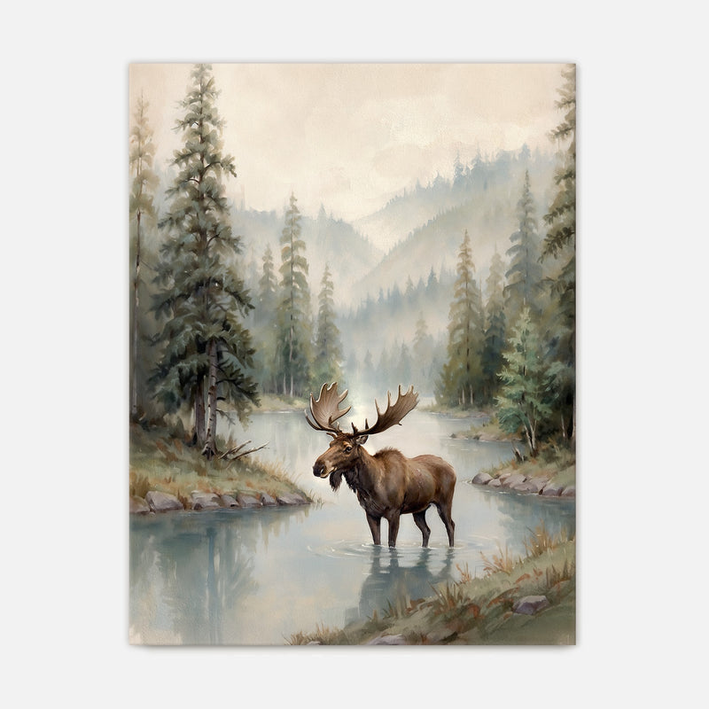 Watercolor Moose Art No1 - Sage and Rose Prints