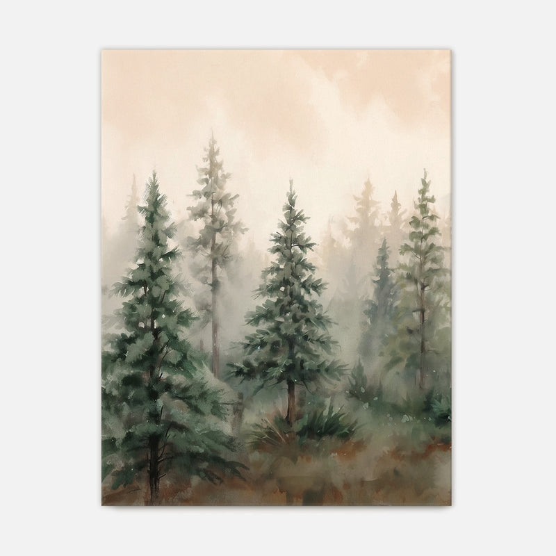 Misty Forest Painting in Shades of Green - Sage and Rose Prints