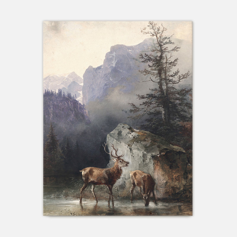Classical Painting of Deer No1 - Sage and Rose Prints