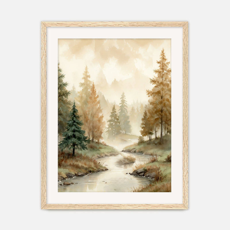 Forest Watercolor in Fall Colors - Sage and Rose Prints