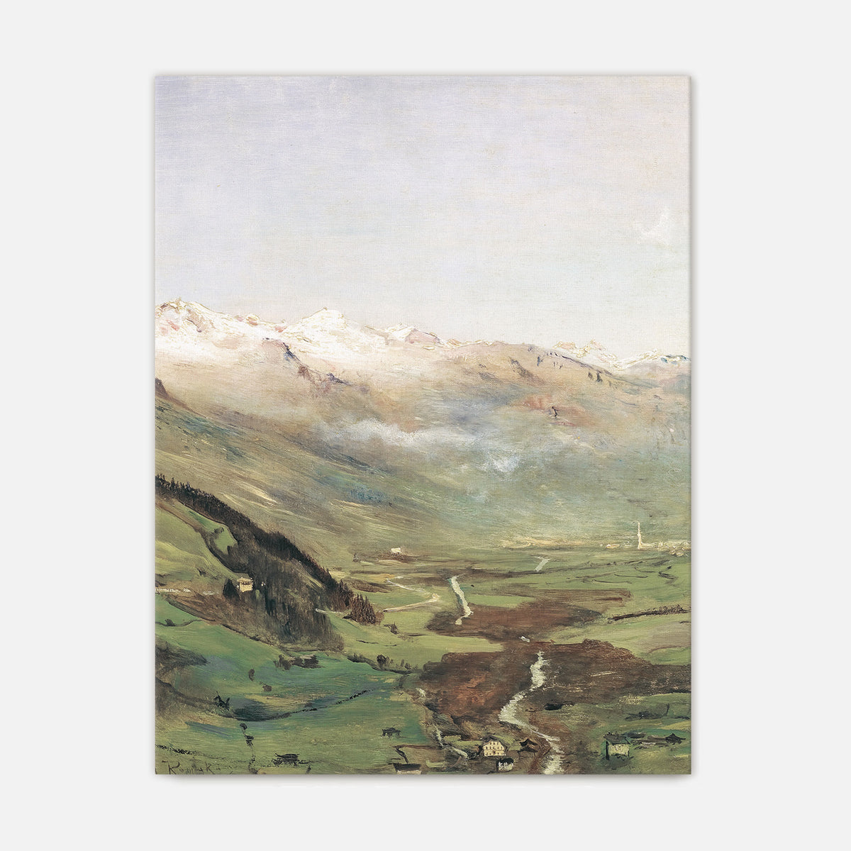 Sunny Mountain Valley Oil Painting No1 - Sage and Rose Prints