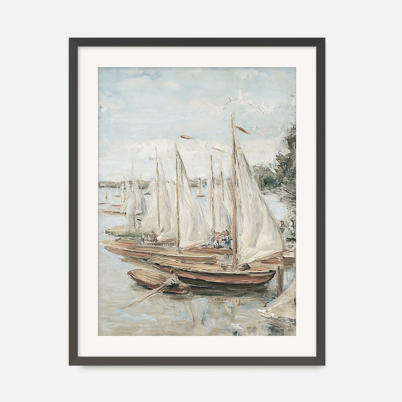 Vintage Sailboat Painting - Sage and Rose Prints