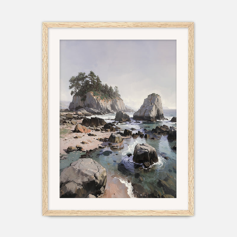 Rocky Beach Painting No1 - Sage and Rose Prints