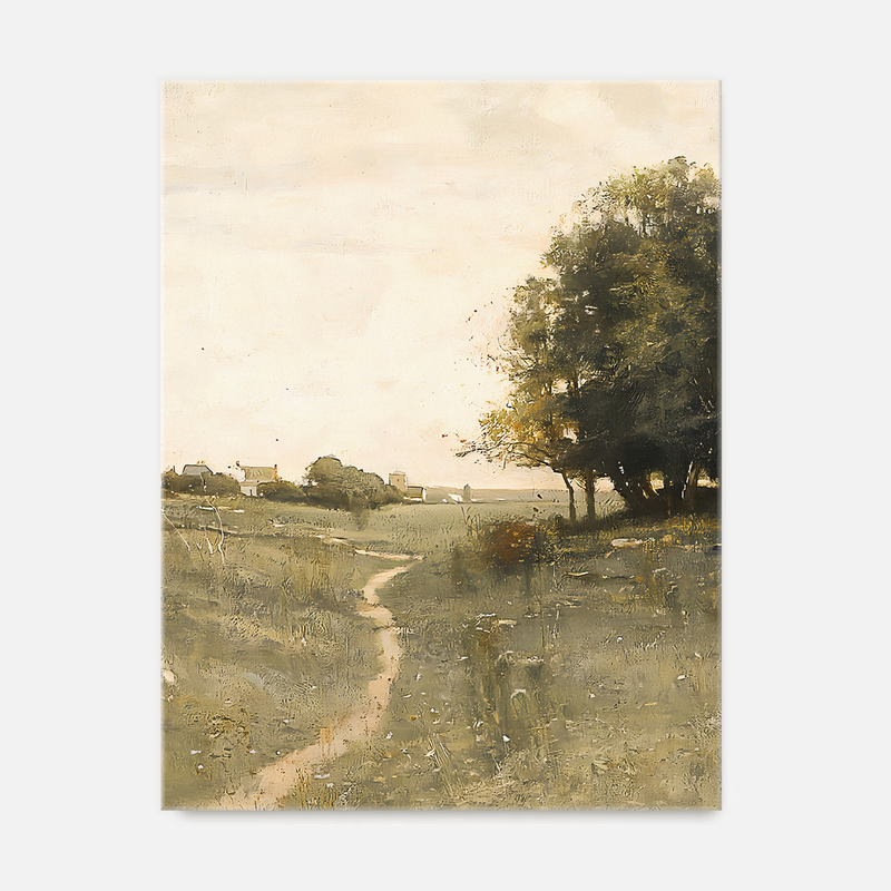 Muted Green Countryside Landscape No2 - Sage and Rose Prints