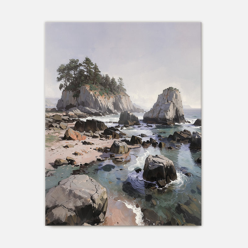 Rocky Beach Painting No1 - Sage and Rose Prints