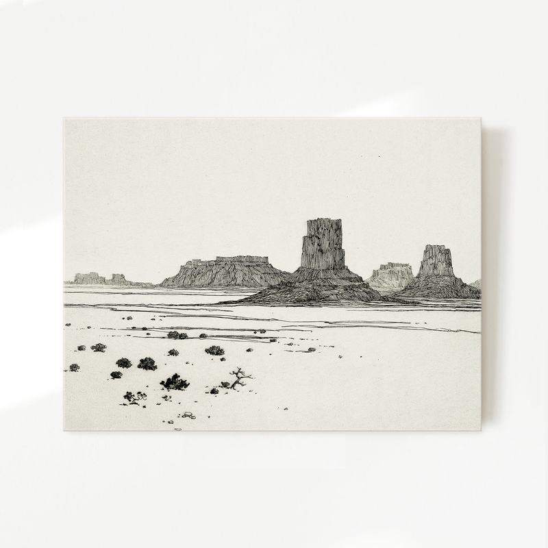 Desert Mesa Drawing - Sage and Rose Prints
