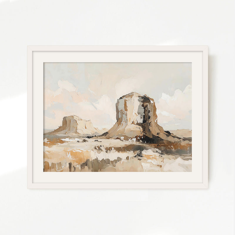Desert Landscape Painting of Mesas - Sage and Rose Prints