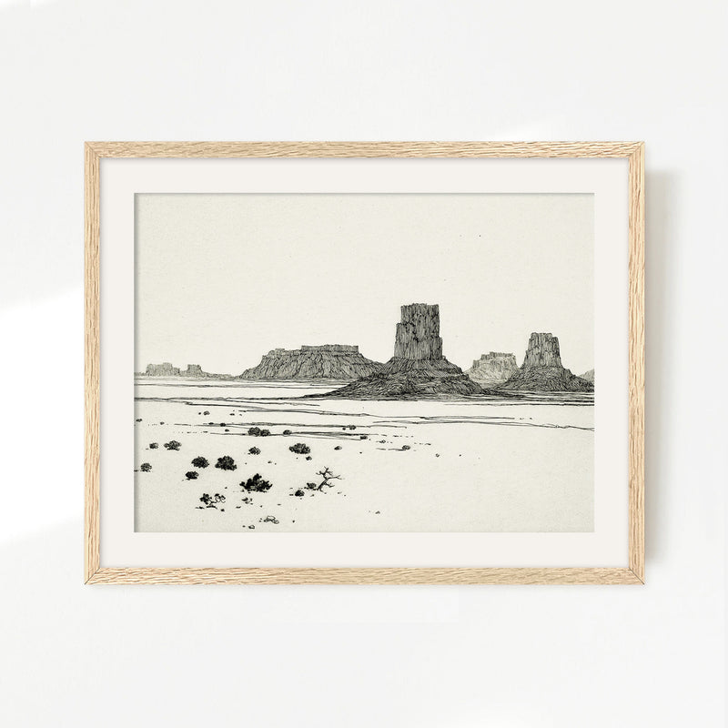 Desert Mesa Drawing - Sage and Rose Prints