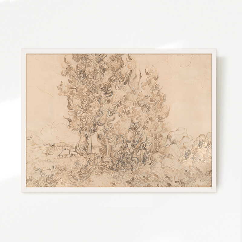 Vintage Drawing by Vincent Van Gogh No2 - Sage and Rose Prints