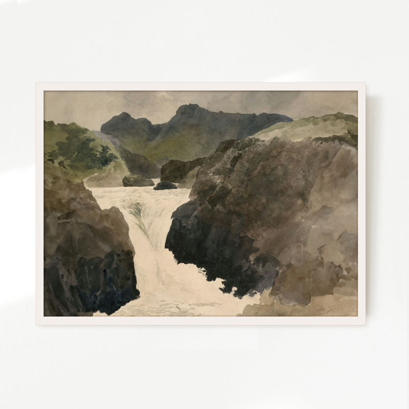 River Rapids Muted Watercolor No2 - Sage and Rose Prints