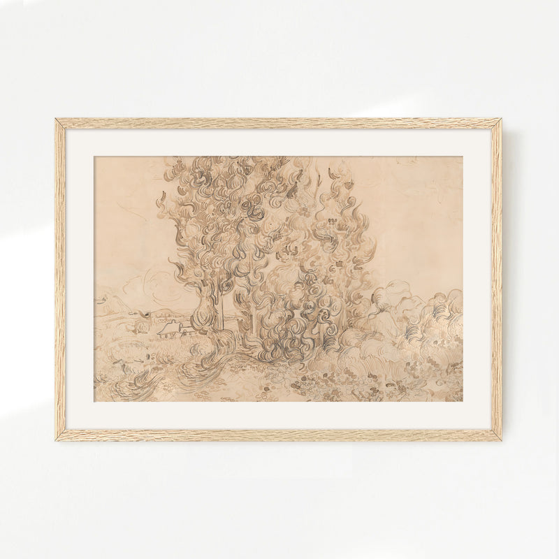 Vintage Drawing by Vincent Van Gogh No2 - Sage and Rose Prints