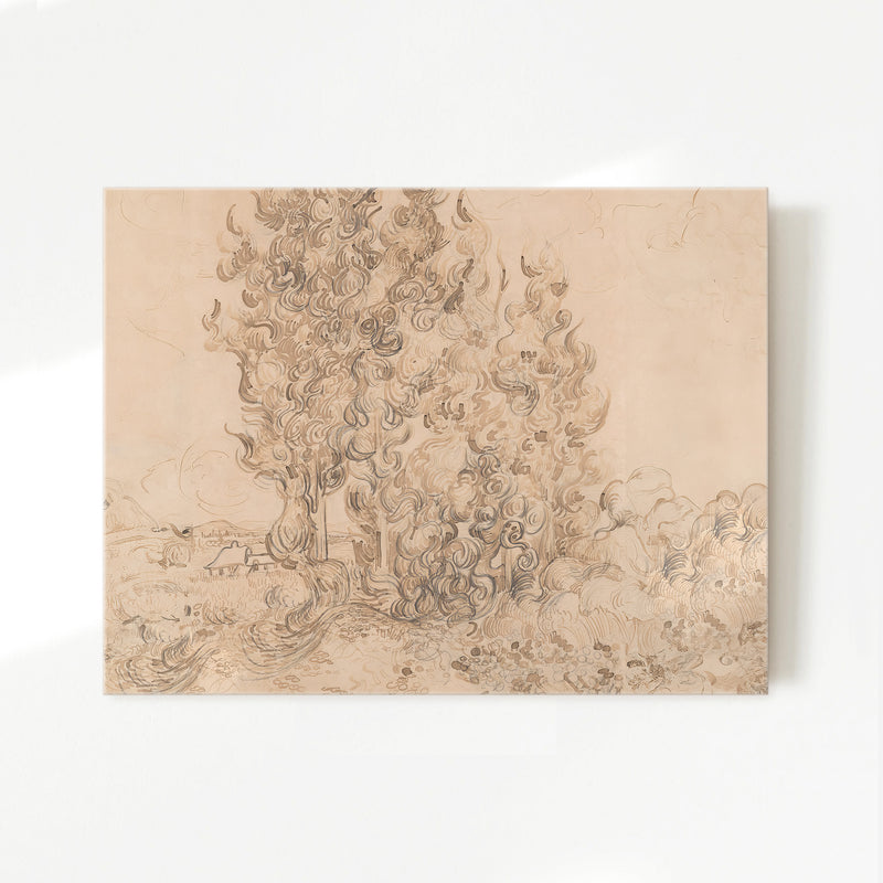 Vintage Drawing by Vincent Van Gogh No2 - Sage and Rose Prints