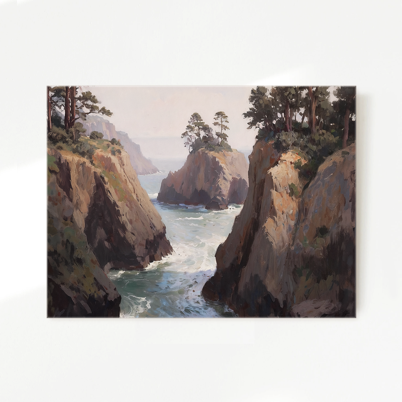 Ocean Cliffs and Glacial Blue Sea No2 - Sage and Rose Prints