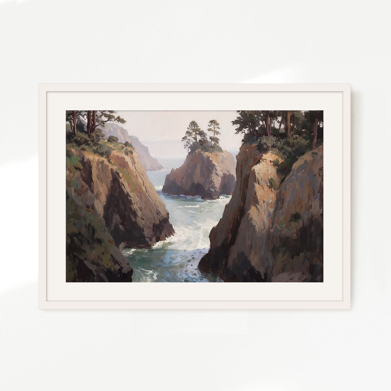 Ocean Cliffs and Glacial Blue Sea No2 - Sage and Rose Prints