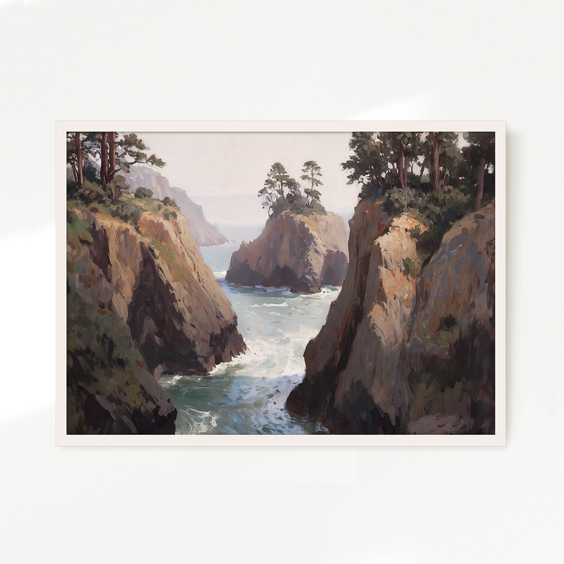 Ocean Cliffs and Glacial Blue Sea No2 - Sage and Rose Prints