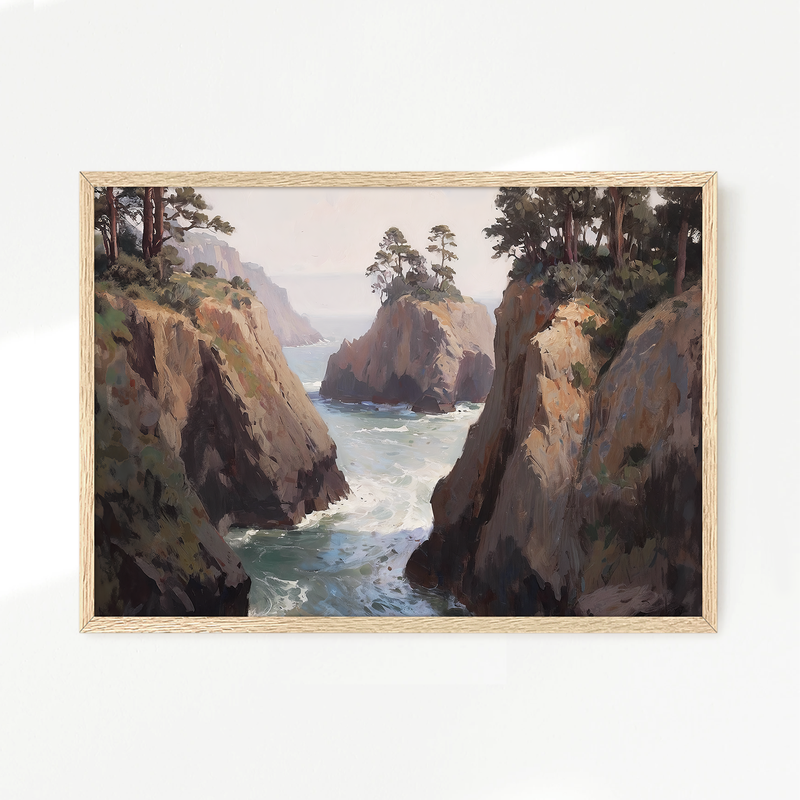 Ocean Cliffs and Glacial Blue Sea No2 - Sage and Rose Prints