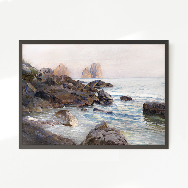 Seaside Sunrise with Coral Pink No2 - Sage and Rose Prints