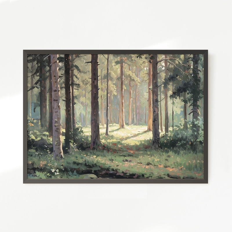 Sunny Forest Clearing Painting No2 - Sage and Rose Prints