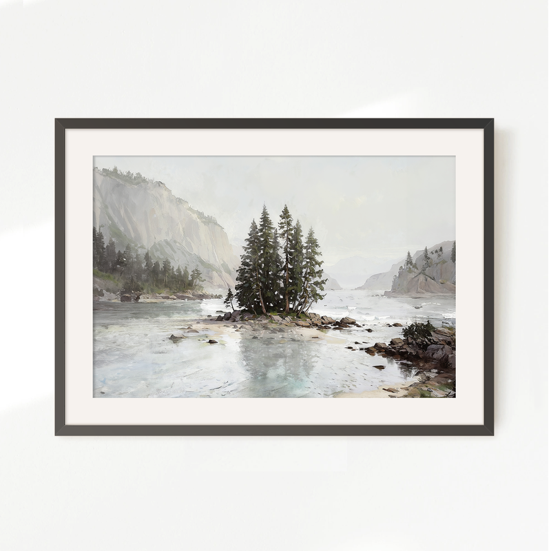 Misty Fjord Painting No2 - Sage and Rose Prints