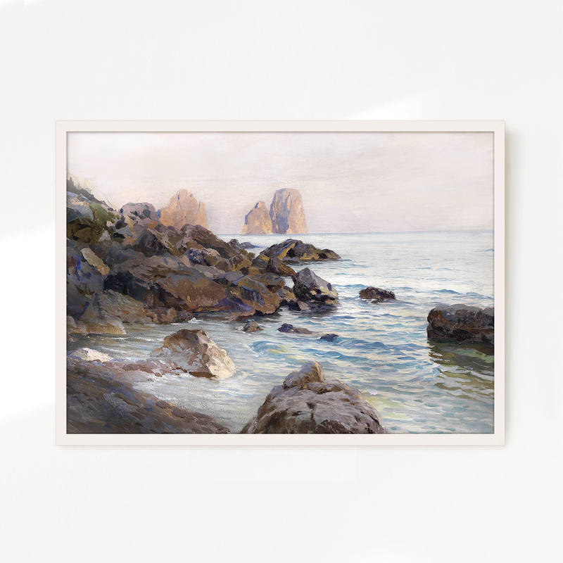 Seaside Sunrise with Coral Pink No2 - Sage and Rose Prints