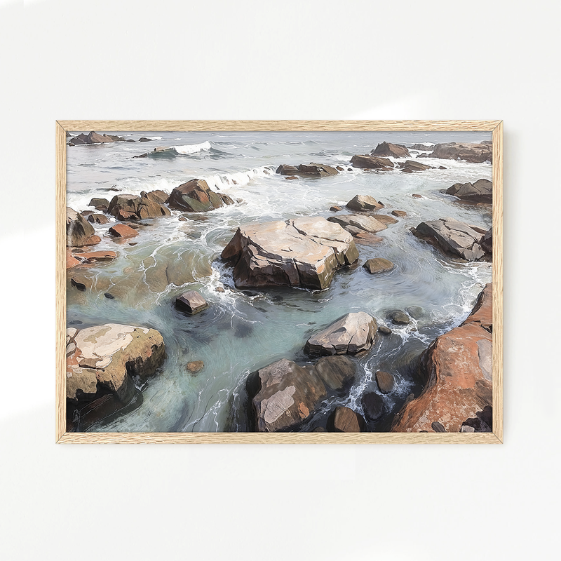 Rocky Shoreline at Low Tide No2 - Sage and Rose Prints