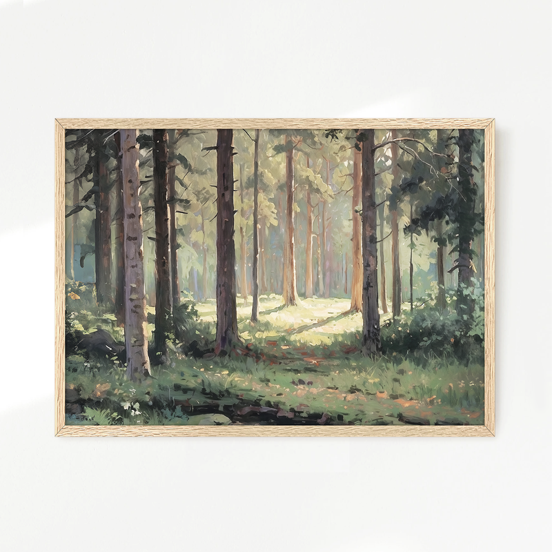 Sunny Forest Clearing Painting No2 - Sage and Rose Prints