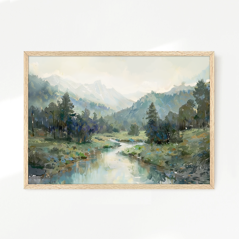 Rocky Mountain River Valley No2 - Sage and Rose Prints
