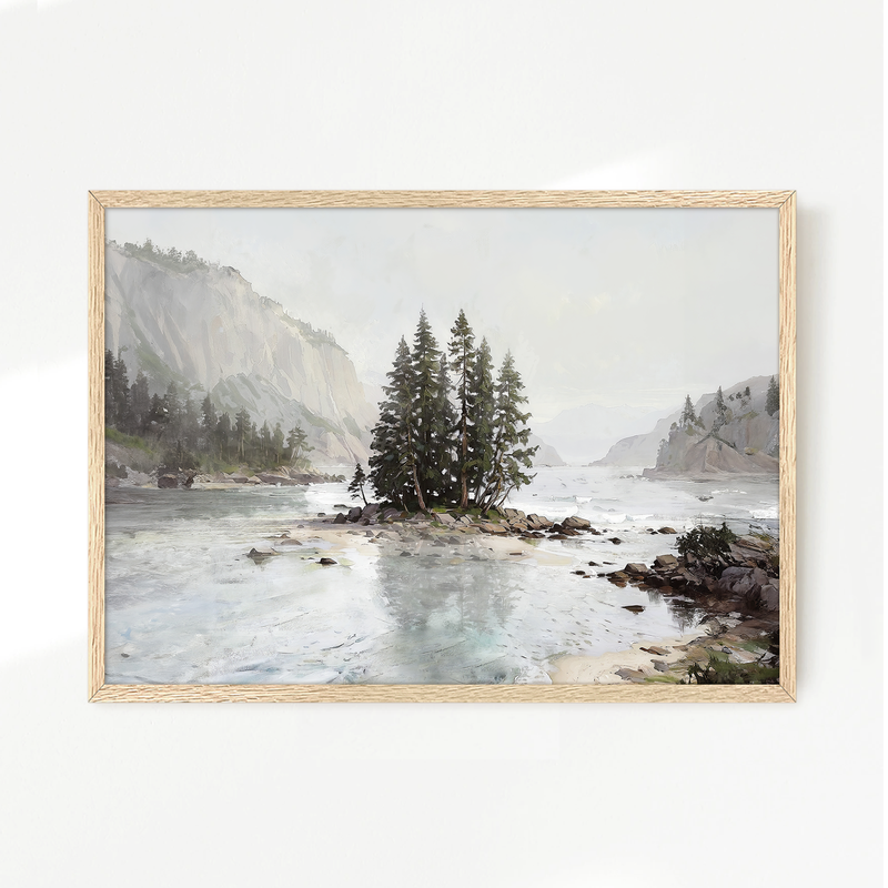 Misty Fjord Painting No2 - Sage and Rose Prints