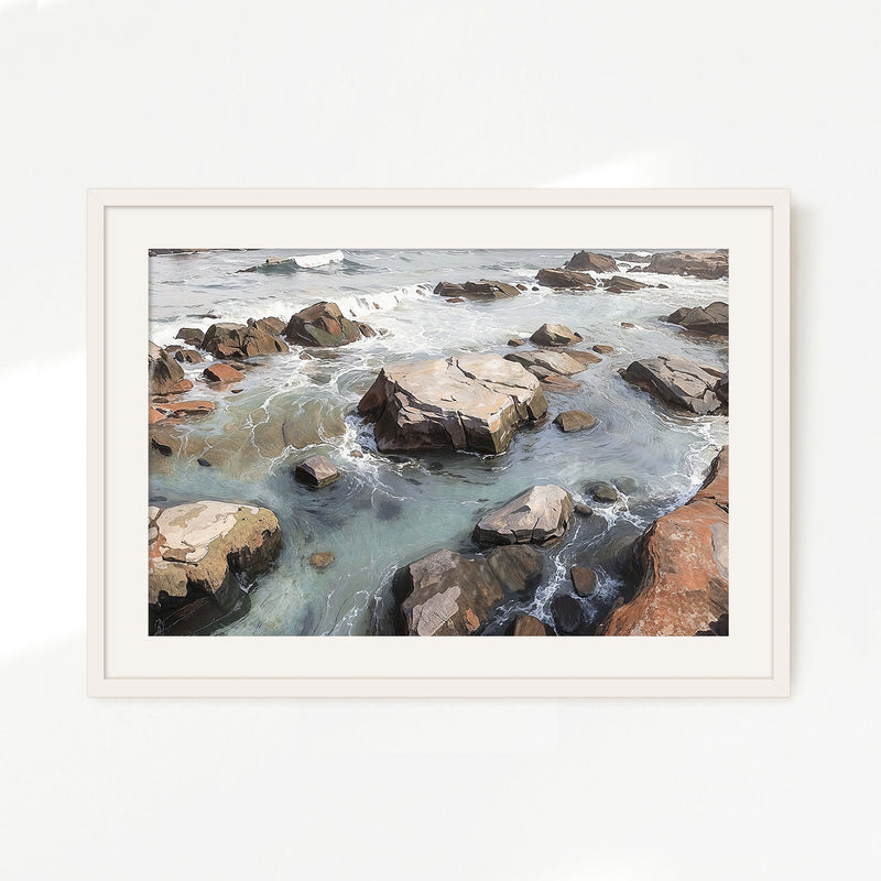 Rocky Shoreline at Low Tide No2 - Sage and Rose Prints