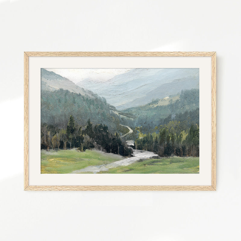 Blue Mountain Oil Painting No2 - Sage and Rose Prints