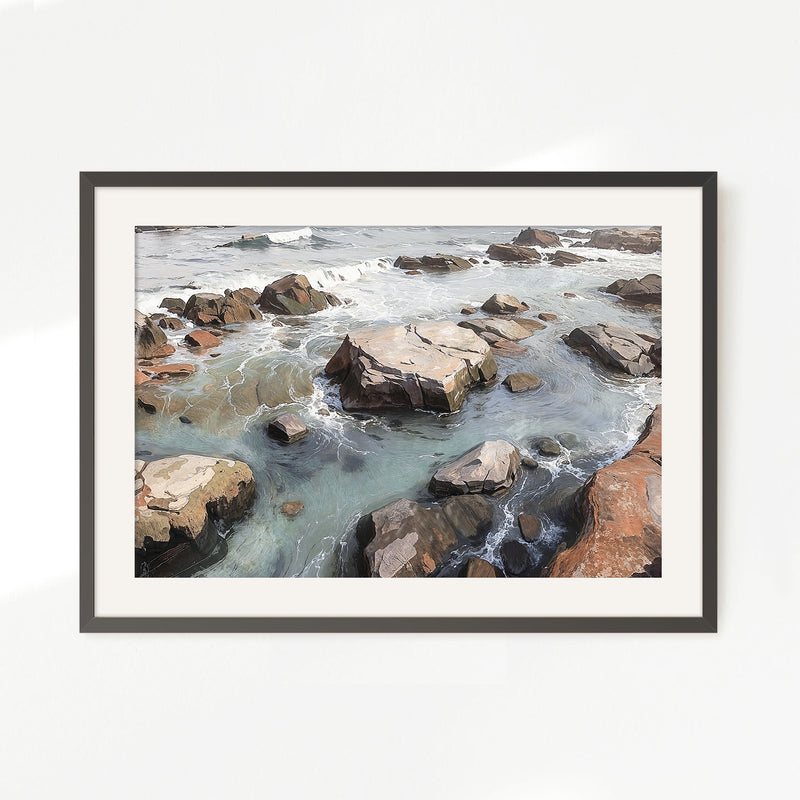 Rocky Shoreline at Low Tide No2 - Sage and Rose Prints
