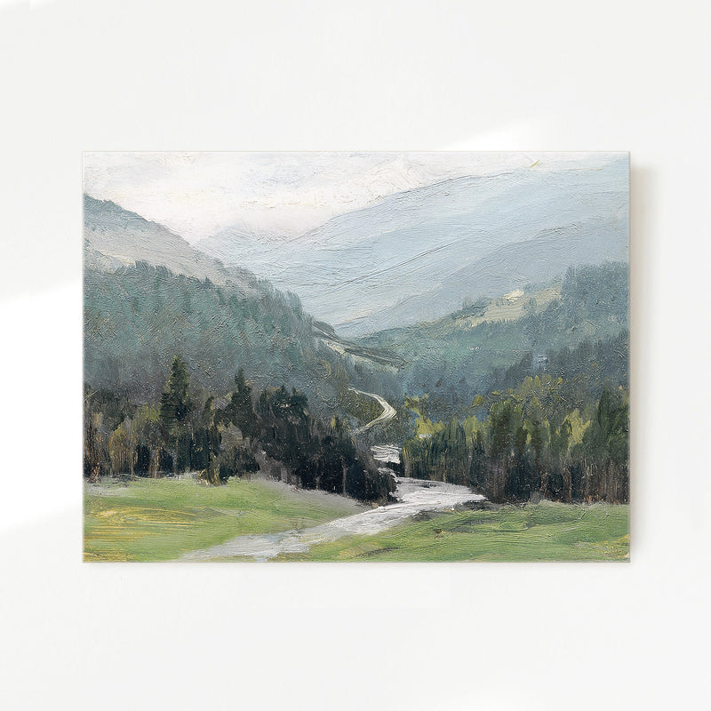 Blue Mountain Oil Painting No2 - Sage and Rose Prints