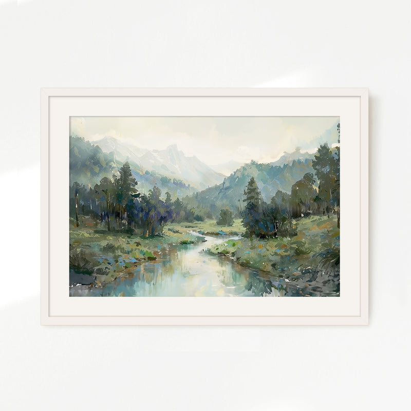 Rocky Mountain River Valley No2 - Sage and Rose Prints