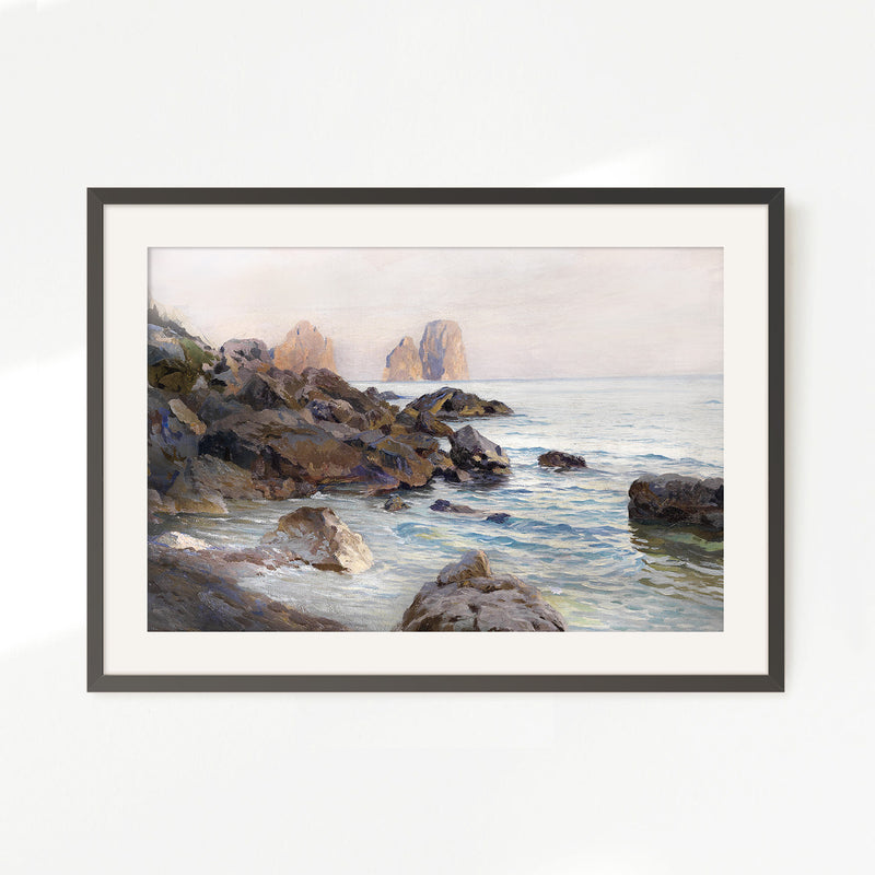 Seaside Sunrise with Coral Pink No2 - Sage and Rose Prints