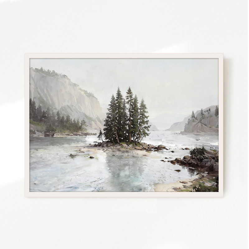 Misty Fjord Painting No2 - Sage and Rose Prints