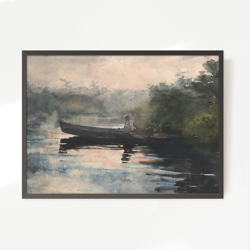 Muted Waters Fishing Watercolor No2 - Sage and Rose Prints