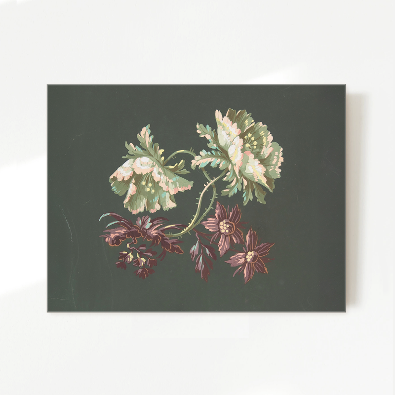 Green Floral Botanical Print No2 - Sage and Rose Prints