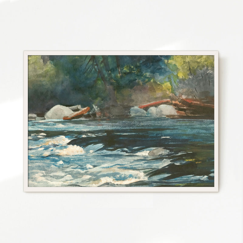 River Painting in Shades of Green - Sage and Rose Prints