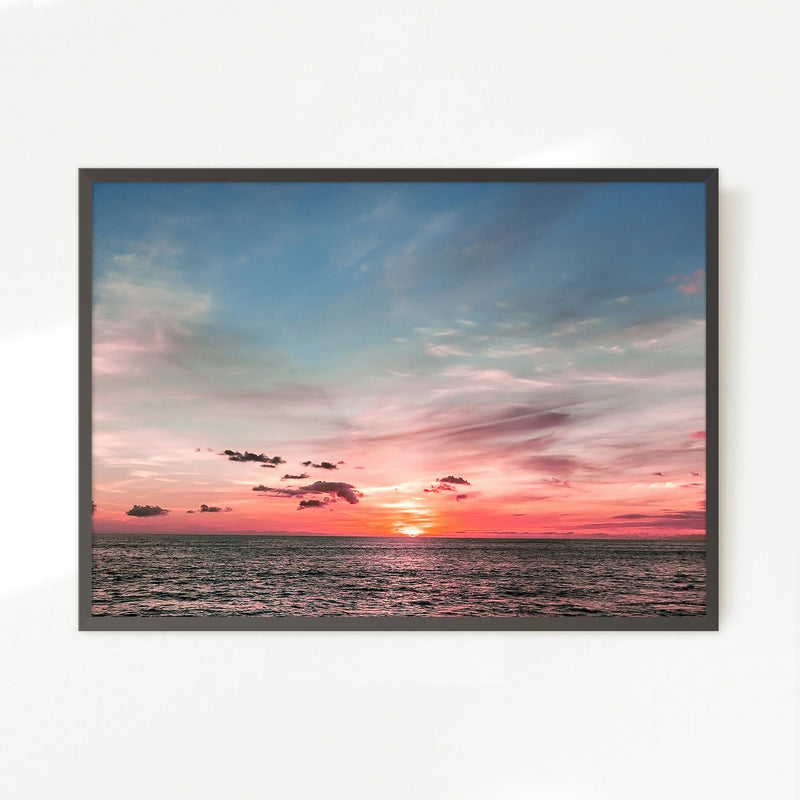 Pink Sunset Sky Ocean Photography - Sage and Rose Prints