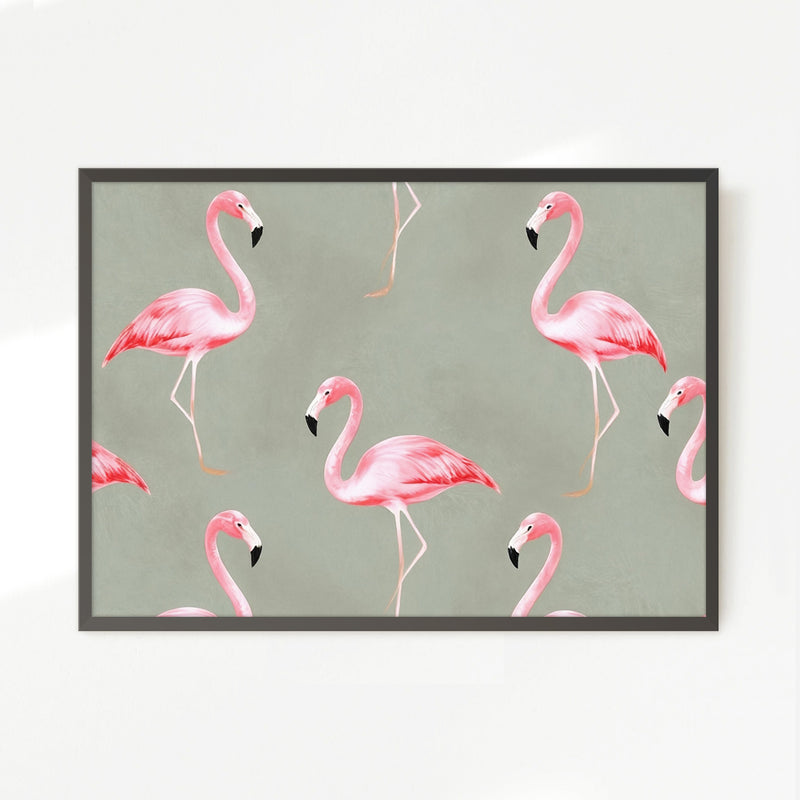 Flamingo Sage Pattern - Sage and Rose Prints