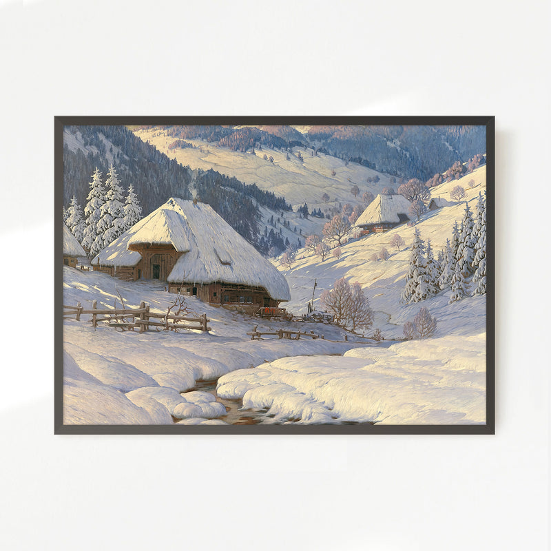 Cabin in the Snow Painting No2 - Sage and Rose Prints