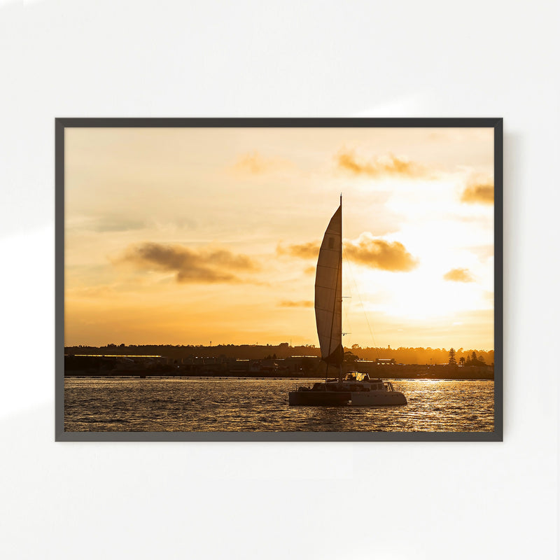 Sepia Sunset Sailboat Ocean Photo No1 - Sage and Rose Prints