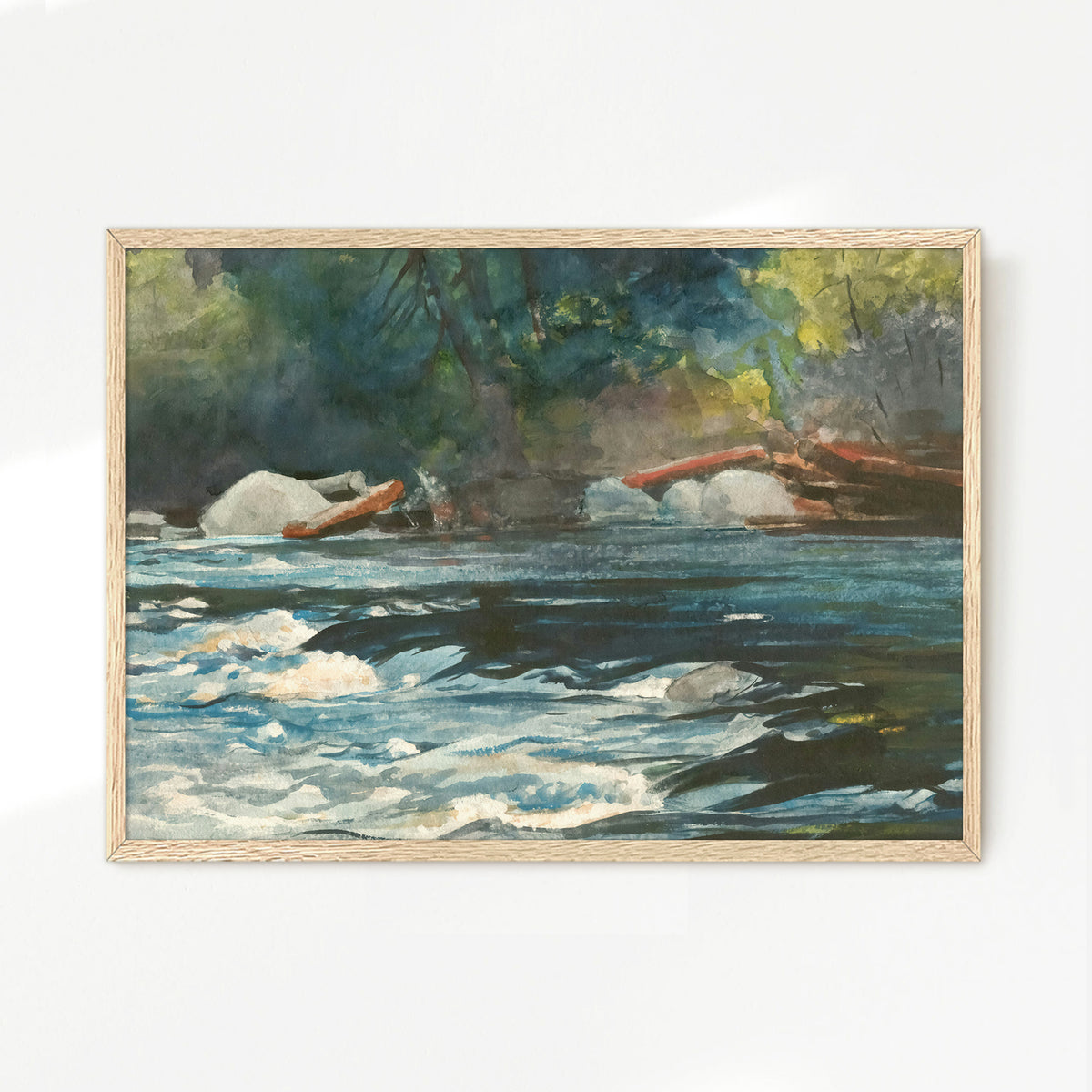 River Painting in Shades of Green - Sage and Rose Prints