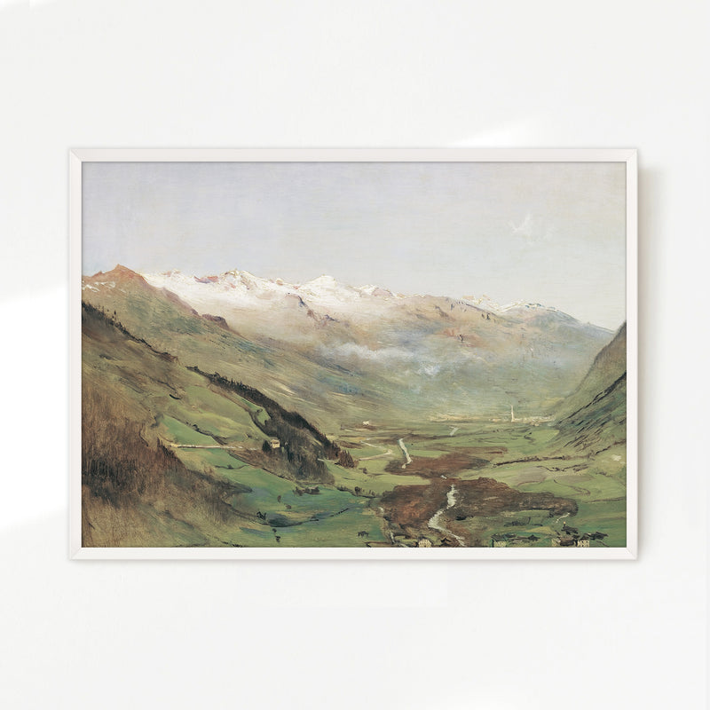 Sunny Mountain Valley Oil Painting No2 - Sage and Rose Prints