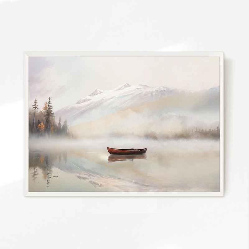 Misty Lake Painting No2 - Sage and Rose Prints