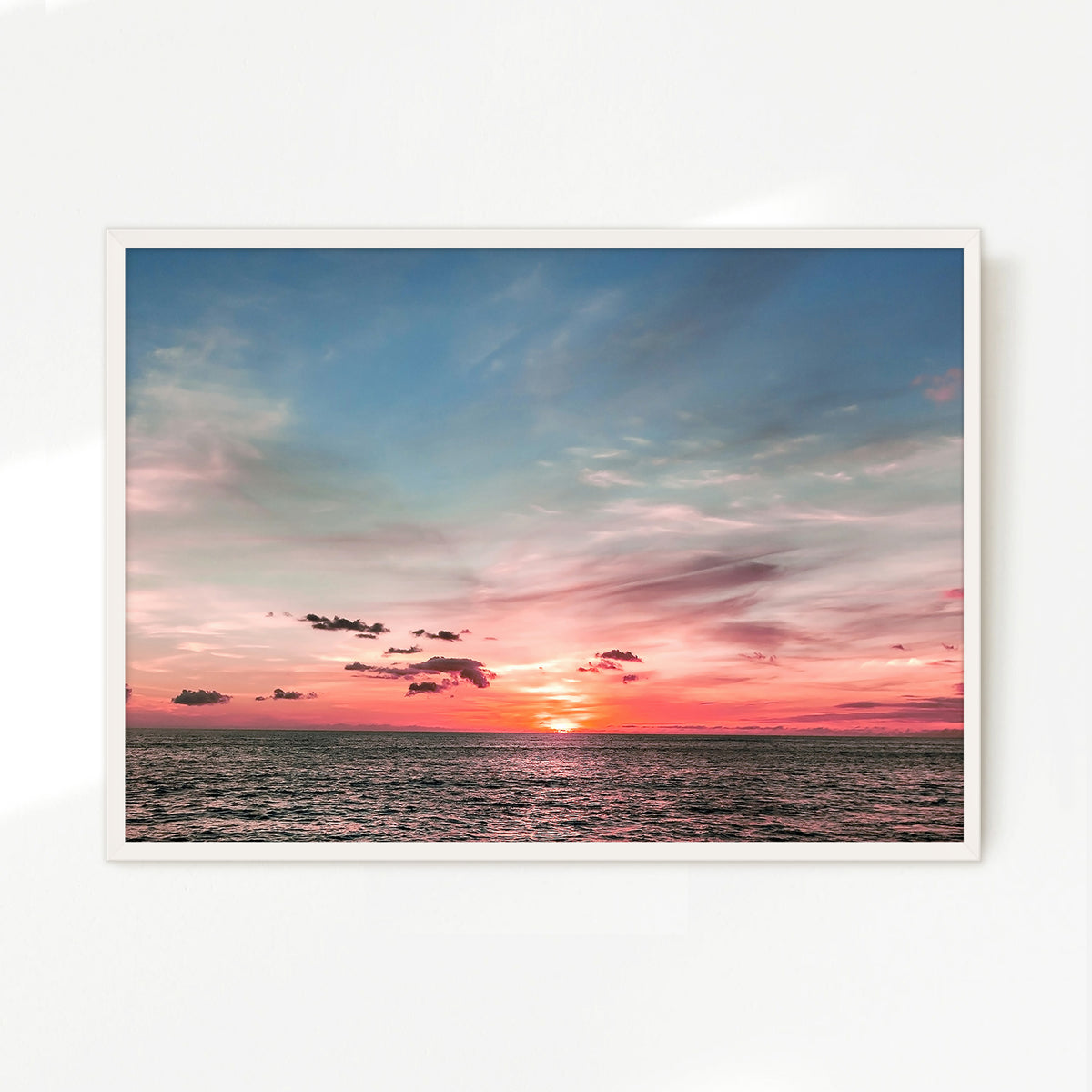 Pink Sunset Sky Ocean Photography - Sage and Rose Prints