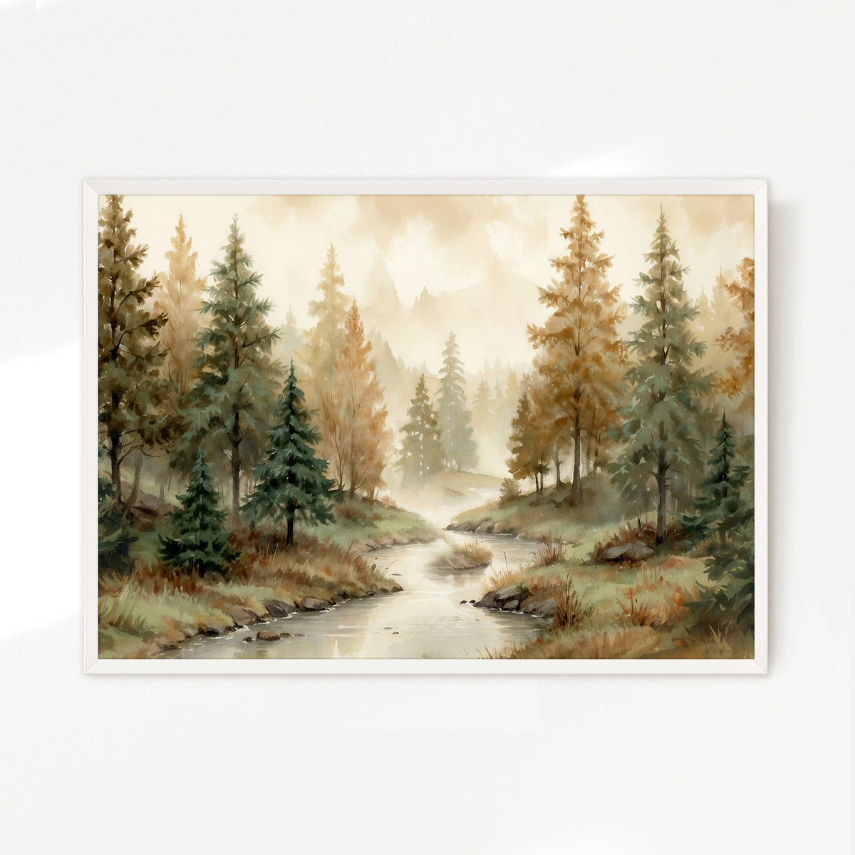 Forest Landscape in Fall Colors - Sage and Rose Prints