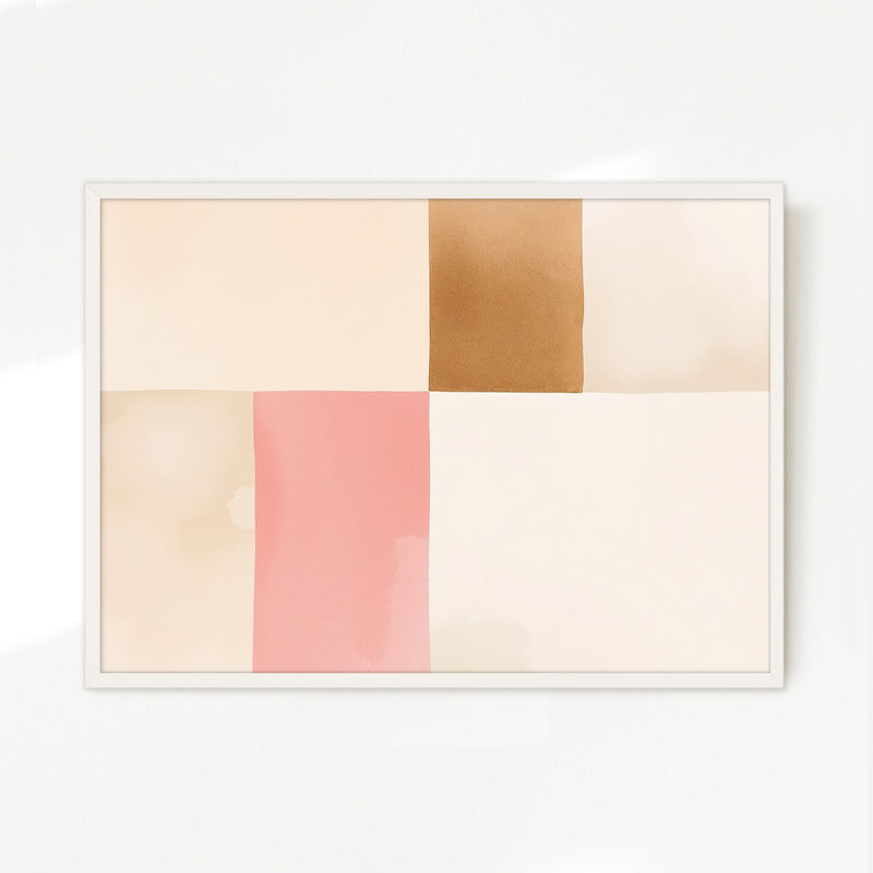 Modern Minimalist Tan and Pink Art - Sage and Rose Prints