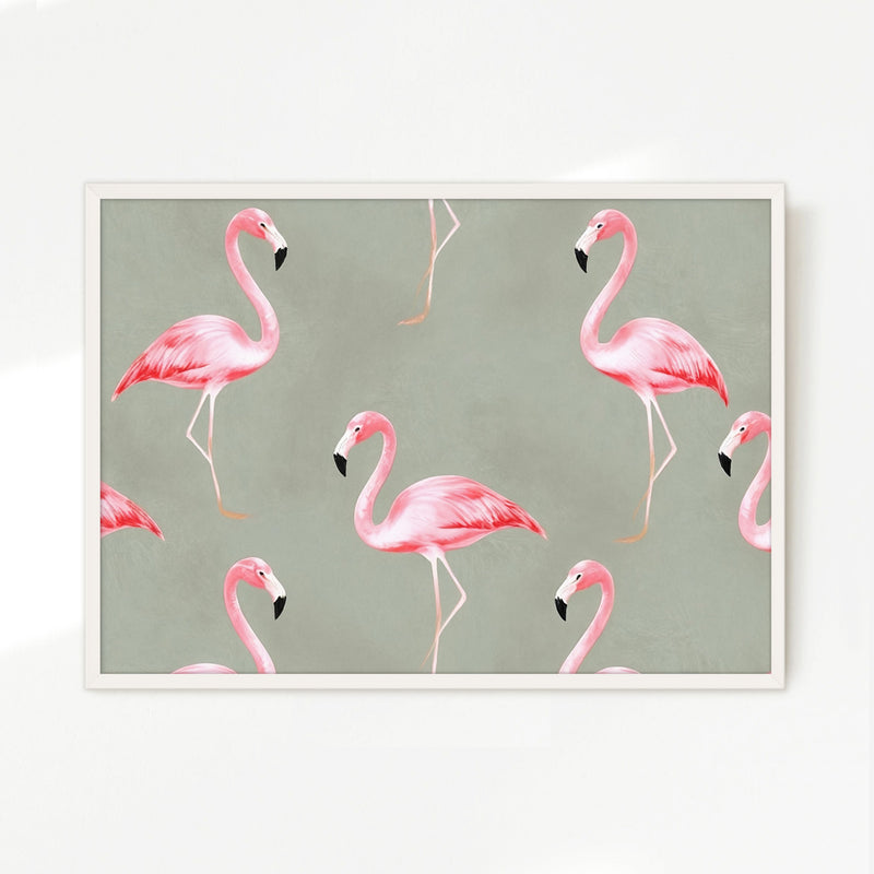 Flamingo Sage Pattern - Sage and Rose Prints