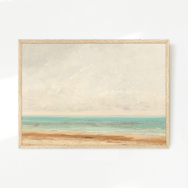 Bright Teal and Orange Abstract Seascape - Sage and Rose Prints